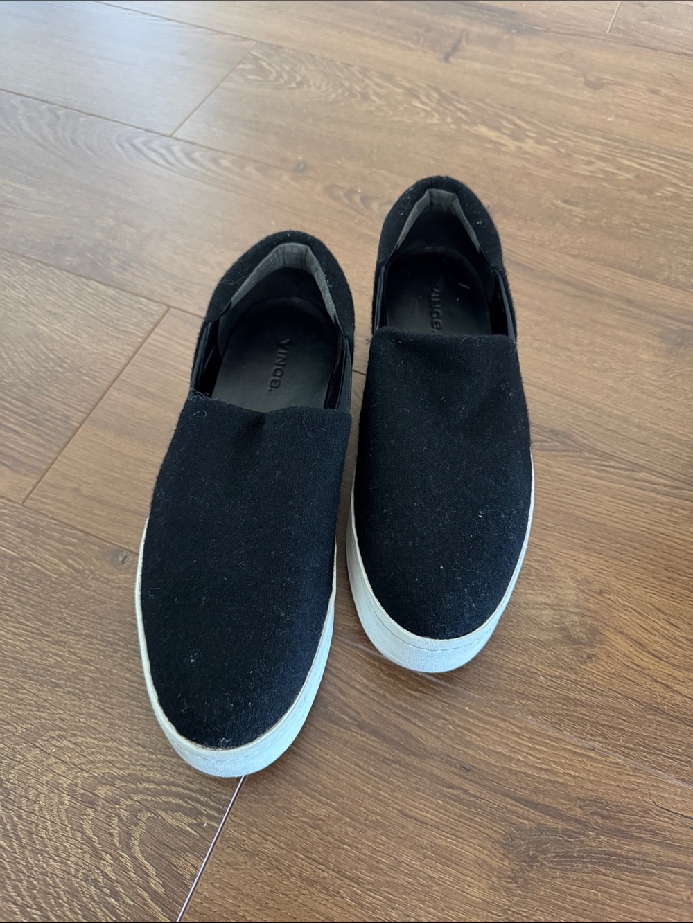 Vince Black Slip-On Sneakers with White Outsole